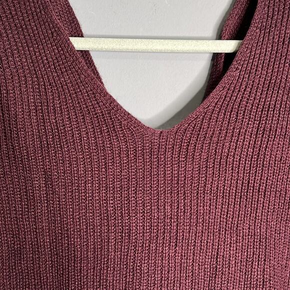 Rue 21 Maroon Acrylic V Neck Sweater Twist Tie Back Size XL - Picture 2 of 8